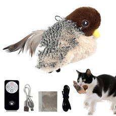 SZJMAO Cat Toys 충전식 펄럭이는 새 참새 개박하 장난감 삑삑이가 있는 인터랙티브 고양이 터치 활성화 살아있는 것 같은 새끼 운동용 리모컨이 103860
