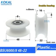 U 스타일 베어링 휠 트랙 가이드 휠 Ud8 608Z 698 볼 베어링 코팅 U 그루브 POM 도르래 휠 외부 48mm 4 개, 01 10개, 11 U8 48 22