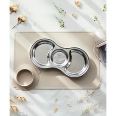 GROSMIMI 스테인리스 3구 흡착식판 (흡착판 포함), NONE