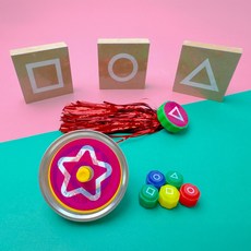 전통놀이세트(도형스티커 포함) 쇠팽이 비석치기 제기 비사치기 민속놀이 공기놀이 DIY 색칠하기 꾸미기, 1세트