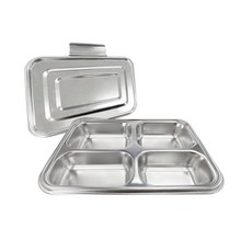 理想牌316不銹鋼分格餐盤防漏便當盒兒童餐盤, 單色, 1個, 四分格餐盤-附蓋