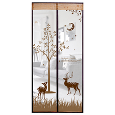 靜音磁吸防蚊門簾 魔鬼氈蚊帳門簾 居家防蚊首選, 麋鹿咖啡