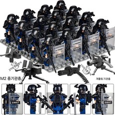 군 특수부대 유령 폭발 방지 SWAT 미니피규어 장난감 블록, 블랙 헤비 E 군단 16명