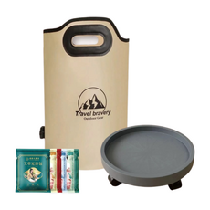 天天GO 折疊泡腳桶 萬向盤 贈足浴包 保溫足浴桶 腿部紓壓 多功能摺疊泡腳桶 旅行用摺疊泡腳袋 折疊泡腳盆 摺疊水桶 露營, 【米黃色】泡腳桶+萬向盤 送足浴包, 1個