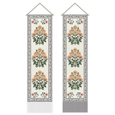 2개 침실 및 거실 장식용 직사각형 꽃무늬 폴리에스터 벽걸이 태피스트리 1160x330mm, 혼합색