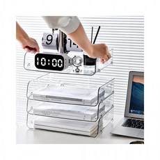 루미나D 보관함 트레이 적층형 파일정리 투명 서류정리함, 1개, 선택_가로형