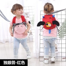 防走失帶學步帶簡易兒童防丟失防走丟安全防摔學走路遛娃牽引繩子 L475, 1.5米防丟包-獨眼獸紅色, 1個