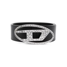 디젤 라인스톤 로고 가죽 벨트