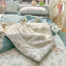 초정상점CHOJEONGSTORE 여름홑이불 쿨링이불 차렵이불, 블루밍 플라워, 더블 침대 200x230 cm