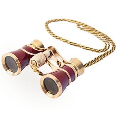 오페라글라스 뮤지컬 망원경 휴대용 복고풍 콘서트 확대경, 버건디 + 체인