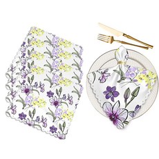 Yibeas 퍼플 잉크 골드 파우더 천 냅킨 디너 테이블 대리석 질감 색상 블렌딩 크리에이티브 아트 세탁 가능 재사용 가능한 냅킨 4개 세트 주방 가정 휴일 파티 결혼, Multi1055