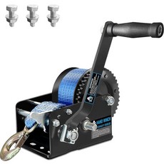 AOFCRELI 보트 트레일러 윈치 1 587.6kg(3500파운드) 핸드 윈치 10m(33피트) 블루 스트랩 4:1/8:1 기어 케이블 후크 포함 제트 스키 견인 풀리, 3500LBS