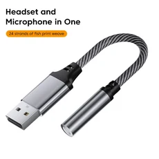 올라프 USB to 3.5mm 오디오 잭 어댑터 A 암 수 헤드셋 외부 스테레오 사운드 카드, 01 0.15m, 01 CHINA, 01 grey