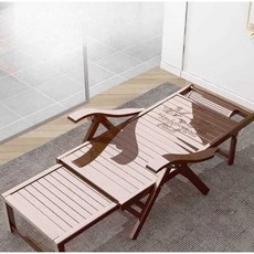 야외 벤치 의자 편의점 캠핑용 테라스 접이식 침대, 1개, 원목 롱 의자+매트