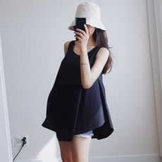 나날샵 VVIP) 스판 나시 루즈핏 민소매 나시 빅사이즈여성의류 비치웨어 티셔츠 여성티셔츠 여름티 나시티 박시티 여성의류 빅사이즈나시