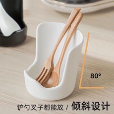 家用廚房陶瓷勺託勺子托架鍋蓋架檯面免打孔湯匙盒收納盒置物架子鍋蓋檯面收納放置托盤, 1個, 【白色】檯面瀝水置物架