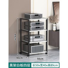 오디오선반 랙 장식장 거치대 2단 4단 다이 엠프 진열장, 검정 프레임 화이트보드 4단