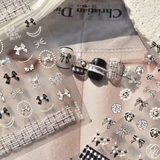 키라데이 트위드 리본 3D 네일스티커, 1개, 모노트위드