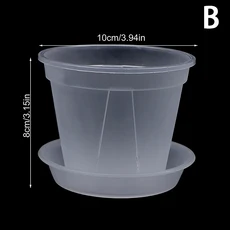 쟁반이 있는 투명 화분 PP 홈 오피스 책상에 구멍이 난초 10cm 1PC, 04 B