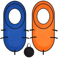 Arrowbash 대형 팝업 테니스 타겟 탈착식 트레이닝 링 2개 600d 옥스포드 천 서브 훈련 보조 도구 휴대용 가방 포함 블루/오렌지 136152, Arrowbash 대형 팝업 테니스 타겟 탈착식 트레이