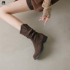 HAM 여춘추 웨스턴 데님 미들 굽 미들 라이더 부츠 글래디에이터 부츠 로마 부츠 쌓기 부츠
