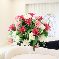 인테리어 조화 성묘 산소 납골당 꽃 장식 조화세트, 세트103.루미데이지 크림+핑크, 1개 세트103.루미데이지 크림+핑크, 1개