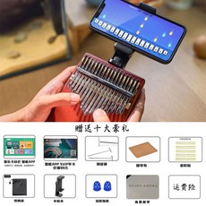 智樂卡林巴智能拇指琴 17音易學樂器 初學者便攜式樂器, 1個, 17音[酒紅色]豪禮 陪練APP