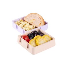 2angels官方 矽膠拼圖餐盤 寶寶輔食餐具 食品級矽膠 防滑分隔餐盤, 餐盤-薰衣草拿鐵(1組), 1個