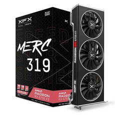 XFX Speedster MERC319 라데온 RX 6750XT 블랙 게이밍 그래픽 카드 12GB GDDR6 HDMI 3xDP AMD RDNA 2 RX-675XYTBDP 포, XFX Speedster MERC319 라데온 RX 6