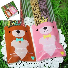 사땨 롱롱곰 초코 10장 선물포장비닐 쿠키봉투 빼빼로데이포장지
