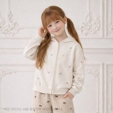 로엠걸즈 (상큼한 데일리 (하트 자수 후드 스웨터 짚업