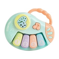 雪倫小舖 兒童聲光音樂玩具 BSMI合格認證，多功能手拍鼓、手搖鈴、鋼琴、吉他、麥克風、電子琴，全方位音樂啟蒙早教玩具, 音樂電子琴綠, 1個