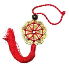 중국 매듭 FENG SHUI 세트 행운의 매력 고대 I CHING 동전 자동차 장식 빨간색 번영 보호 행운의 홈 도금 10 개