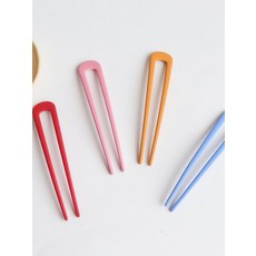 [감각적인 스타일] U핀 비녀 똥머리 헤어핀 메탈 로우번, 7. 오렌지 레드