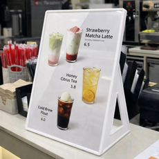 디모어 아크릴 A자형 단면 POP 스탠드 메뉴판 포스터 거치대 카페 안내문 꽂이 화이트, 2개