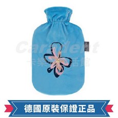 Fashy 熱水袋 刺繡花朵絲絨毛套 德國原裝 2L, 1個