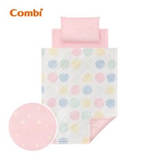 【Combi】Ag pro 銀離子抗菌睡墊三件組 (枕頭 四季被 午睡墊) 適用36個月以上 台灣製造, 蠟筆點點-星星粉, 蠟筆點點-星星粉
