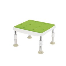 【海夫健康生活館】HEF 日本Richell 可調式不锈鋼浴室防滑椅凳-防霉軟墊標準型, 綠色(R376)