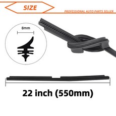 유형 와이퍼 블레이드 용 자동차 인서트 부드러운 천연 고무 스트립 16 17 18 19 20 21 22 24 26 28 30 32, 22 inch 550mm, 1개