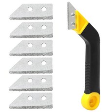 타일 클리너 욕실 입주청소 세정조 바닥 틈새 또는 모서리 청소를 위한 그라우트 제거 도구 앵글 디자인 조인트 청소 추가 탄화물 팁 3개가 있는 콘, Yellow