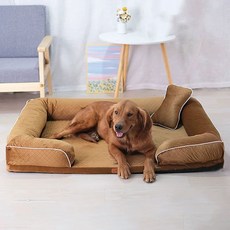 대형견 겨울 강아지 초대형견 침대 탈부착 푹신한 사각방석 매트 방석 세탁가능 리트리버 방석, C. 커피색 격자
