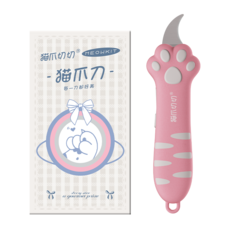 Meowkit 고양이 택배칼 안전 언박싱 칼 박스 커터 귀여운 커터칼, 1박스, 복숭아 핑크