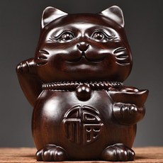 福貓 招財貓 擺件 整木精雕, 如圖所示, 1個