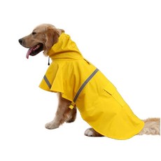 반사 스트립이 있는 조절 가능한 대형견 우비 - 방수 반려동물 우비 후드 판초 대형견 및 중형견용(오렌지 M), M, Yellow, 옐로우