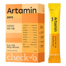 체크오 아르타민 제로 자몽 아르기닌 여자 여성 마시는 고함량 비타민 활력 분말, 1박스, 140g