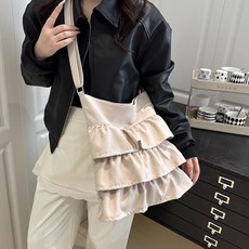 나인클로젯 3단 프릴 숄더백 크로스백 여성 패브릭 가방 메신저백