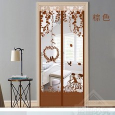 【愛佳】現貨J31260-愛情文藝風磁性防蚊軟紗門 防蚊門簾 造型圖紗門, 咖啡色