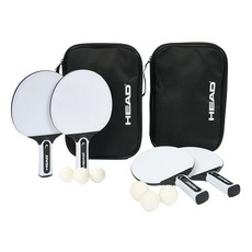 HEAD 고무 처리된 야외 탁구 패들 세트 - 4개 공 6개 및 케이스 2개 게임을 위한 내후성 구조 캠핑 게임용 휴대용 119169, HEAD 고무 처리된 야외 탁구 패들 세트 - 4개,