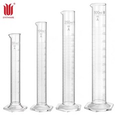 SYNTHWARE 육각형 베이스 측정 실린더 용량 10mL-2000mL 배치 테스트 인증서 포함 붕규산 유리 F08, 15 F081000