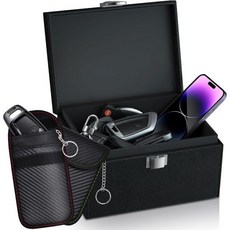 파라데이 키 포브 프로텍터 박스 차량용 보호함 2개 세트 RFID 차량 키용 신호 차단 보안용 소형, L(수용량 8-15 키)